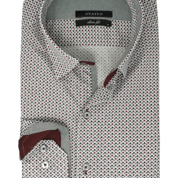 Status πουκάμισο λευκό με λεπτομέρειες κόκκινες-γκρί 2020031-01